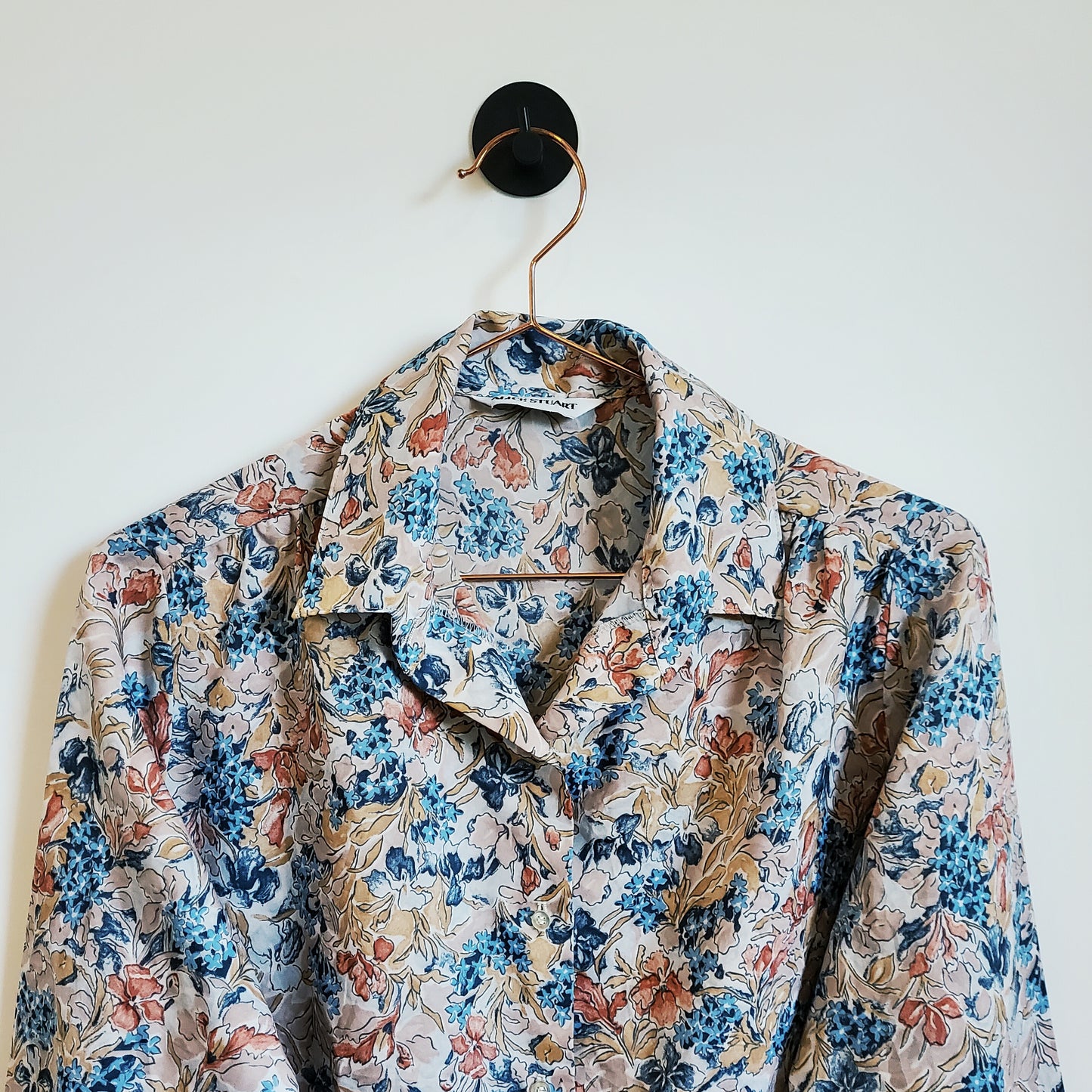 Vintage 60s Alice Stuart Blouse Blue Size 8-10
