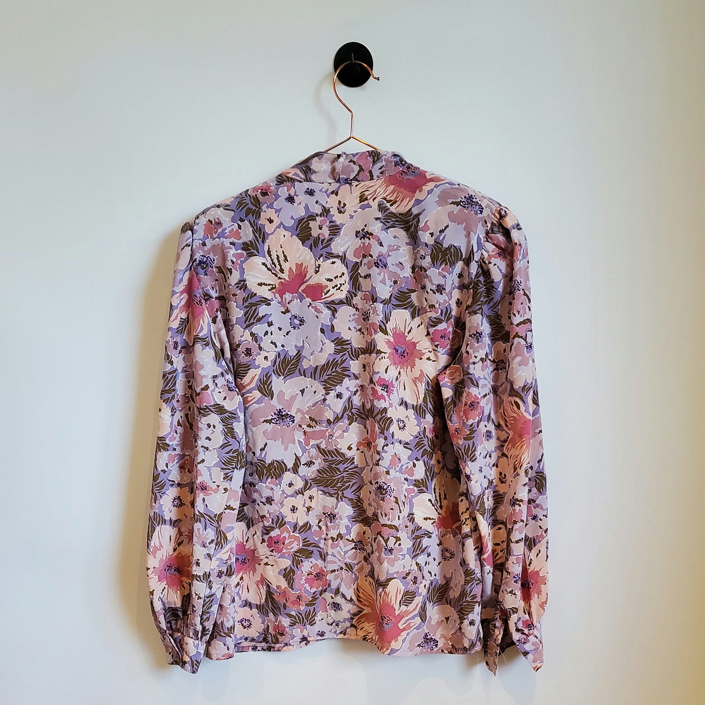 Vintage 80s Floral Blouse Pink Size 10