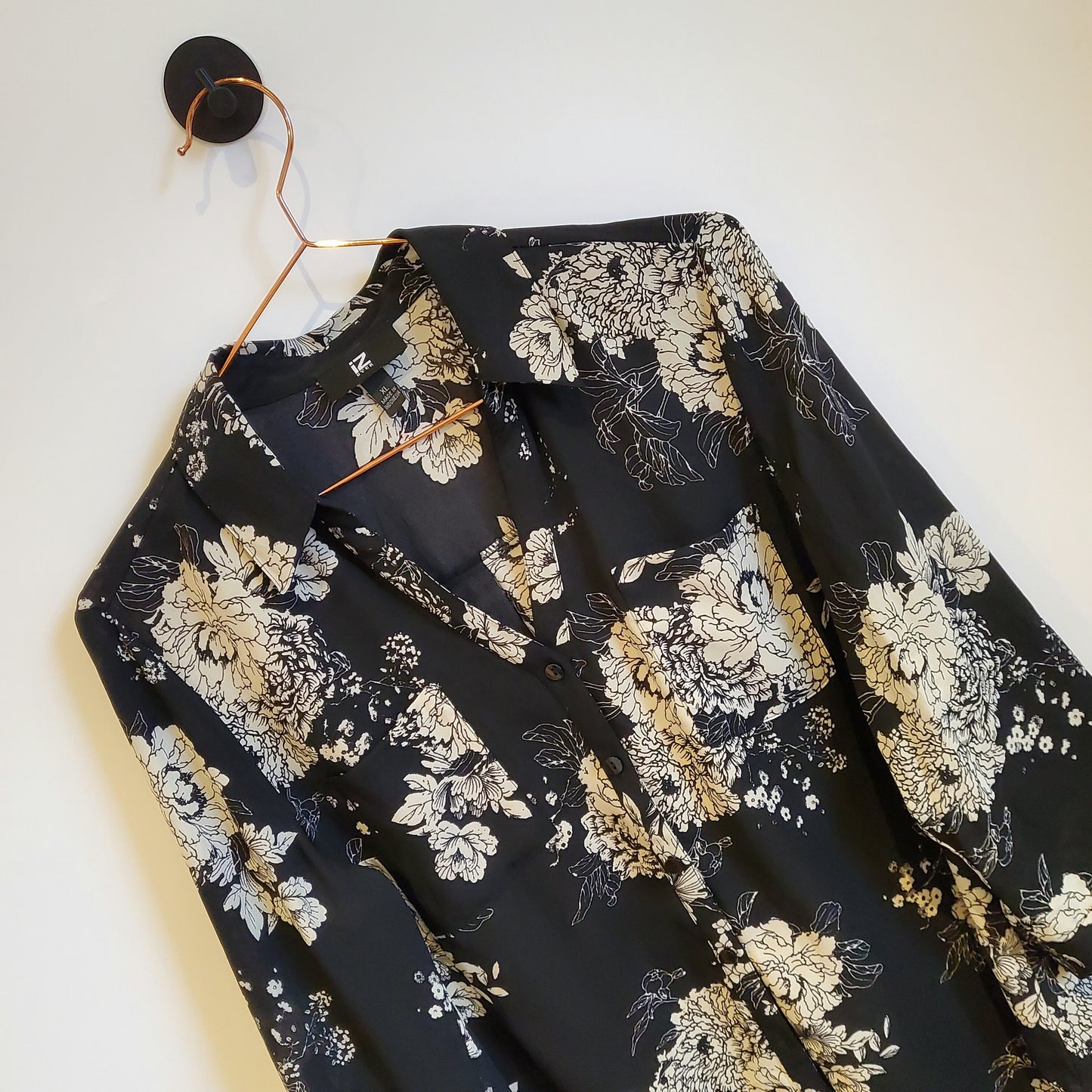 Vintage 90s Floral Chiffon Blouse | Size 12