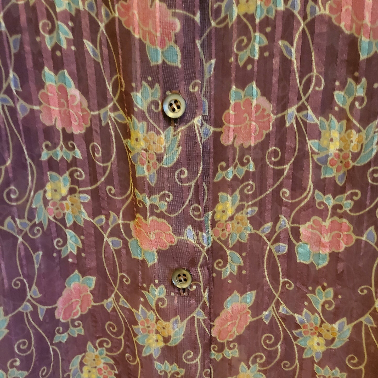 Vintage 90s Sheer Floral Chiffon Blouse | Size 10