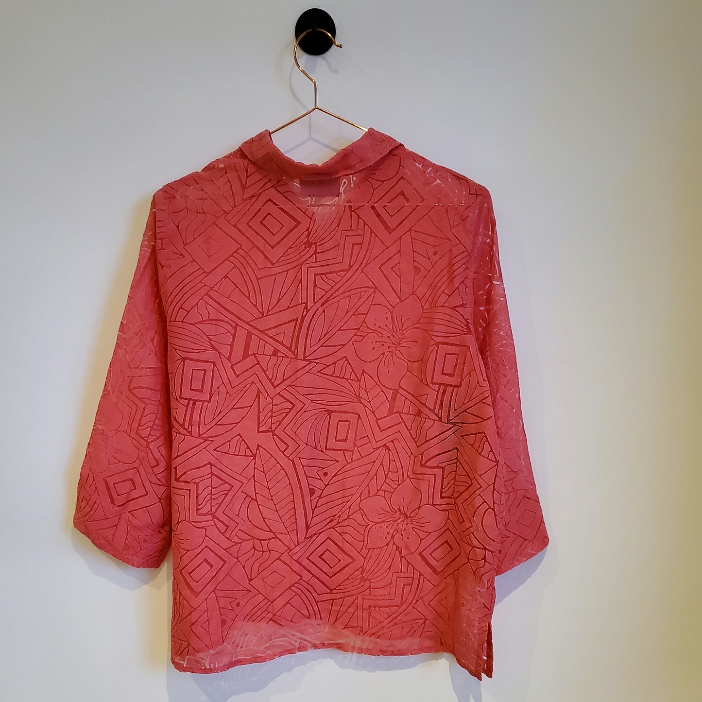 Vintage 90s Aztec Sheer Mesh Top | Size 12