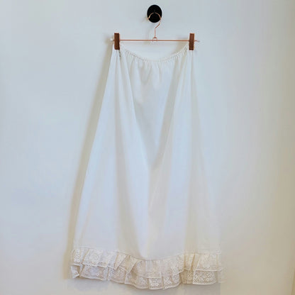 Vintage 70s Lace Trim Slip Skirt | Size 12-14