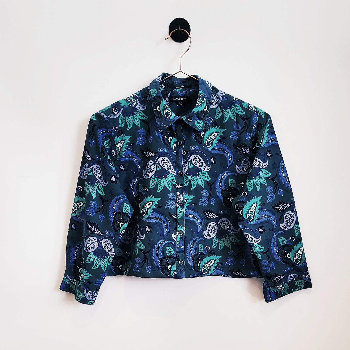 Reworked Vintage Paisley Crop Shirt | Size 8