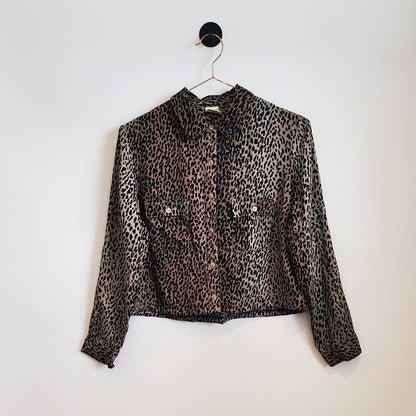 Reworked Crop Leopard Print Shirt | Size 8
