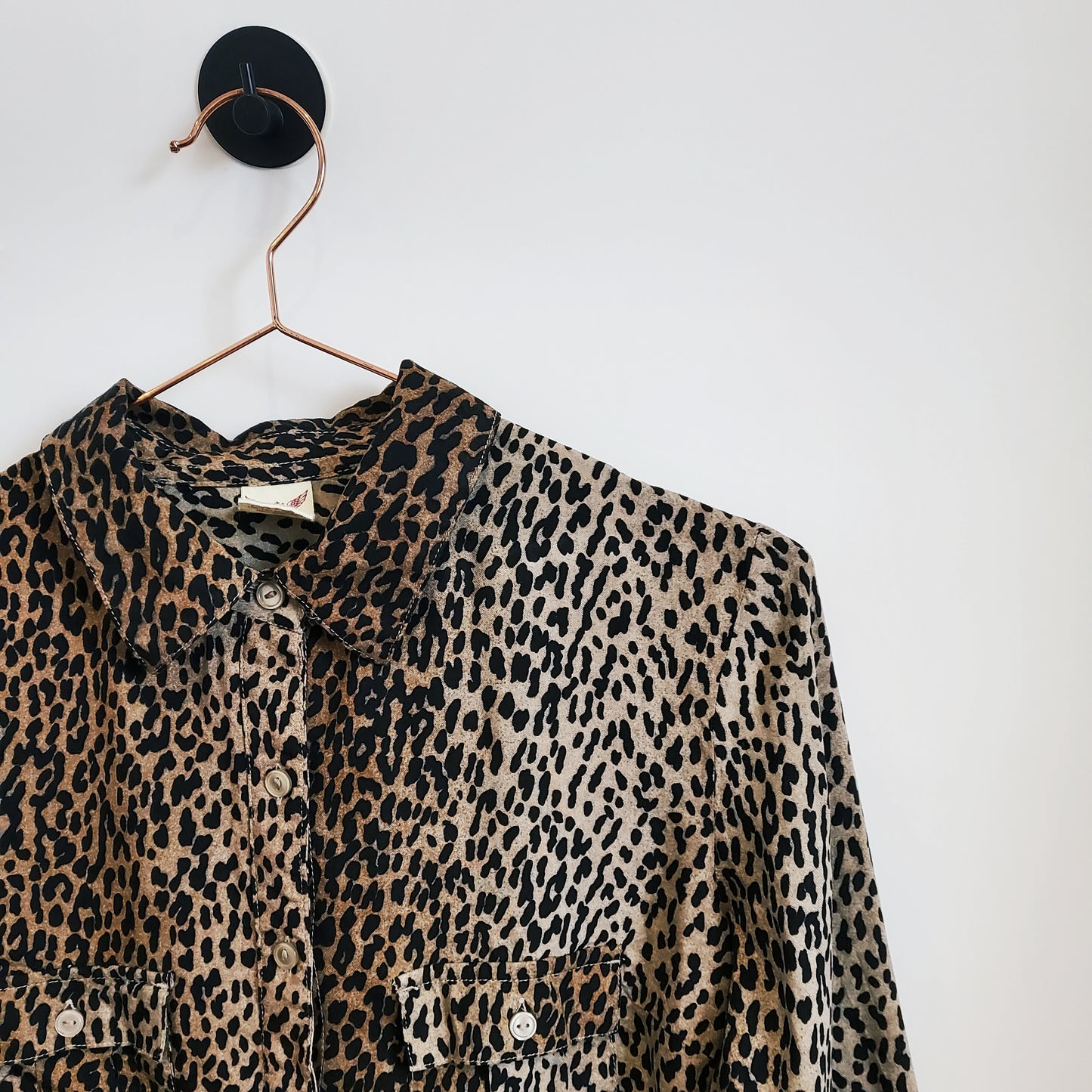 Reworked Crop Leopard Print Shirt | Size 8