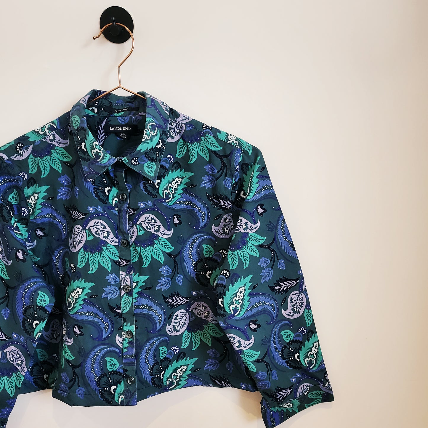 Reworked Vintage Paisley Crop Shirt | Size 8