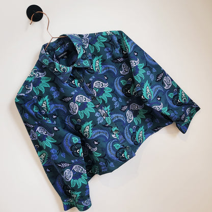 Reworked Vintage Paisley Crop Shirt | Size 8
