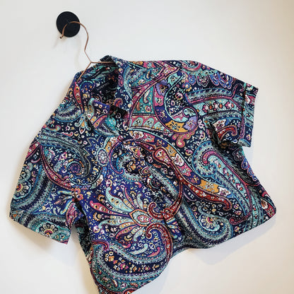 Reworked Upcycled Paisley Crop Shirt | Size 8-10