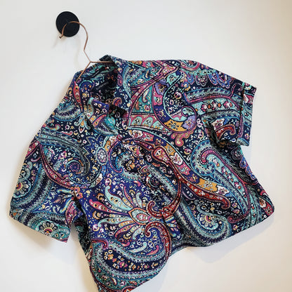 Reworked Upcycled Paisley Crop Shirt | Size 10