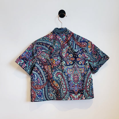 Reworked Upcycled Paisley Crop Shirt | Size 10