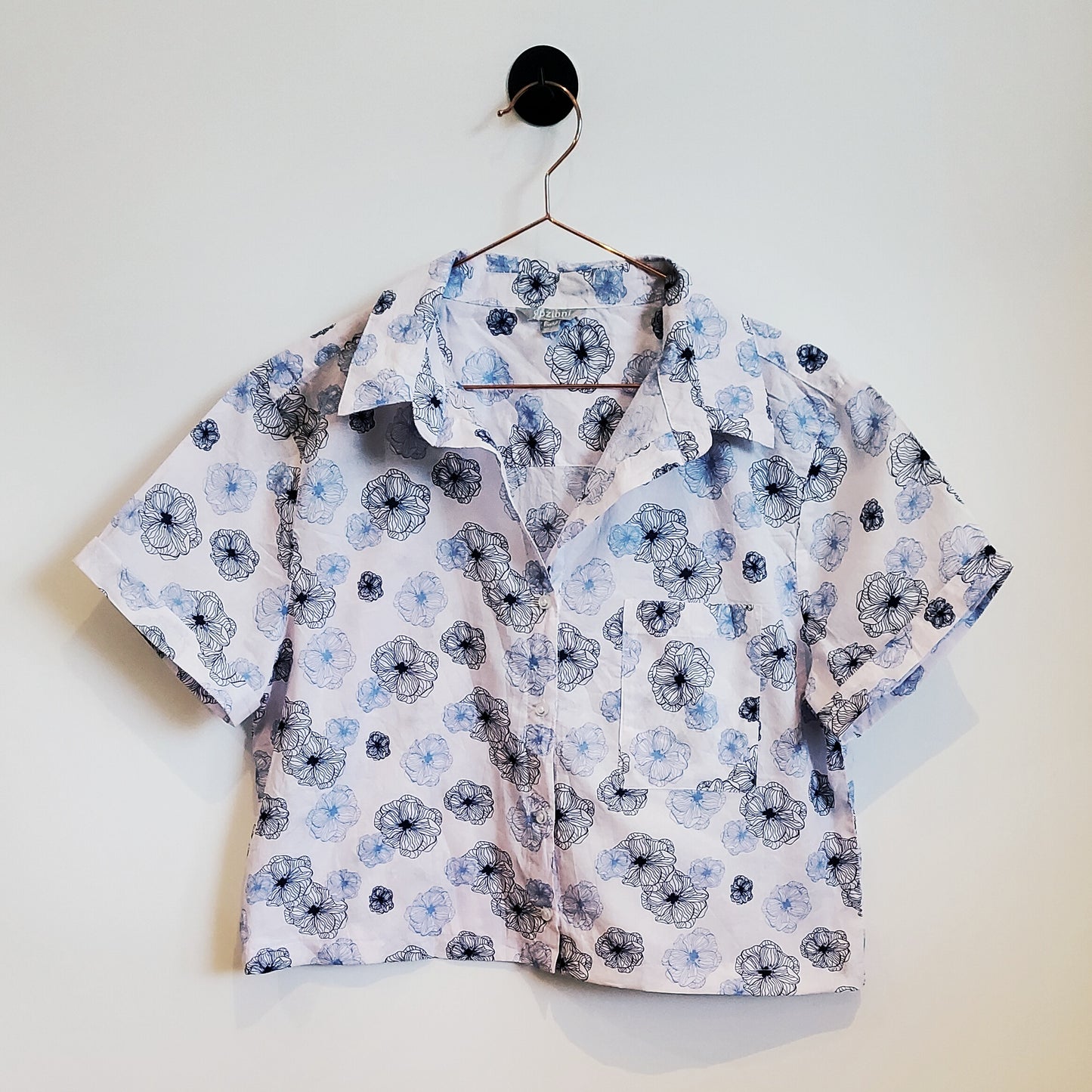 Reworked Upcycled 90s Floral Crop Shirt | Size 10-12
