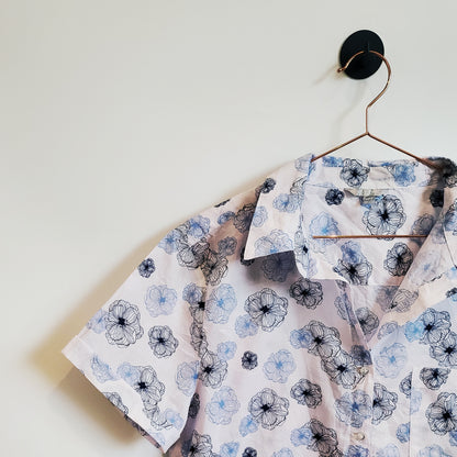 Reworked Upcycled 90s Floral Crop Shirt | Size 10-12