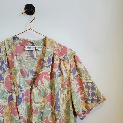 Vintage 80s Floral Baroque Print Blouse | Size 14