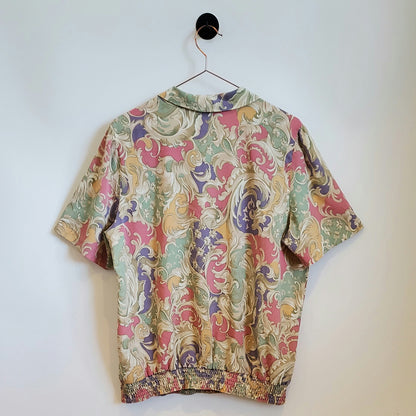 Vintage 80s Floral Baroque Print Blouse | Size 14