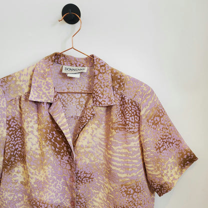 Vintage 80s Animal Print Blouse | Size 12