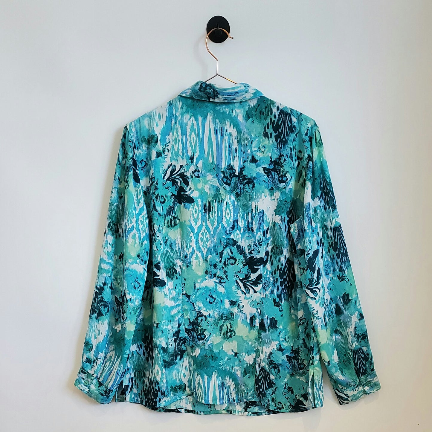 Vintage 90s Abstract Floral Chiffon Blouse | Size M