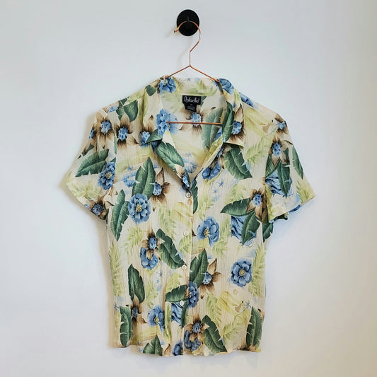 Vintage 90s Chiffon Floral Blouse | Size 10