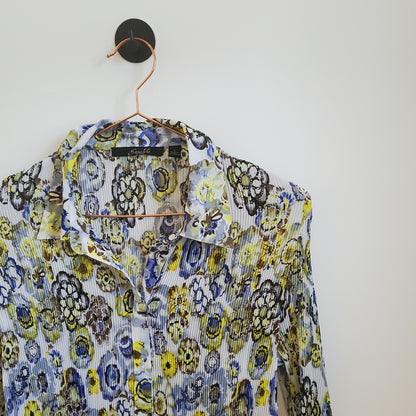 Vintage Y2K Chiffon Crinkle Floral Blouse | Size 12