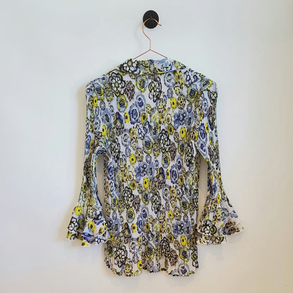 Vintage Y2K Chiffon Crinkle Floral Blouse | Size 12