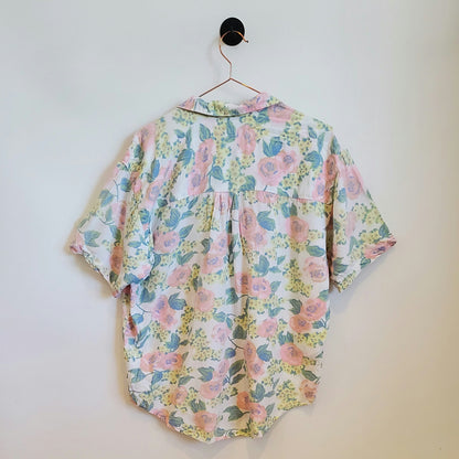 Vintage Rose Print Floral Shirt | Size 14
