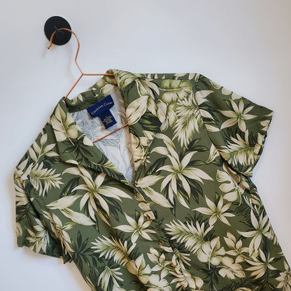 Vintage 80s Boho Floral Hawaiian Beach Shirt | Size 8