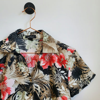 Vintage Floral Print Hawaiian Shirt | Size S
