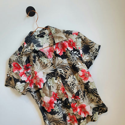 Vintage 90s Boho Floral Print Hawaiian Shirt | Size 8