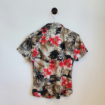 Vintage Floral Print Hawaiian Shirt | Size S