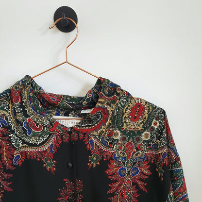 Vintage Floral Paisley Print Shirt | Size 14