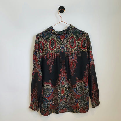 Vintage Floral Paisley Print Shirt | Size 14