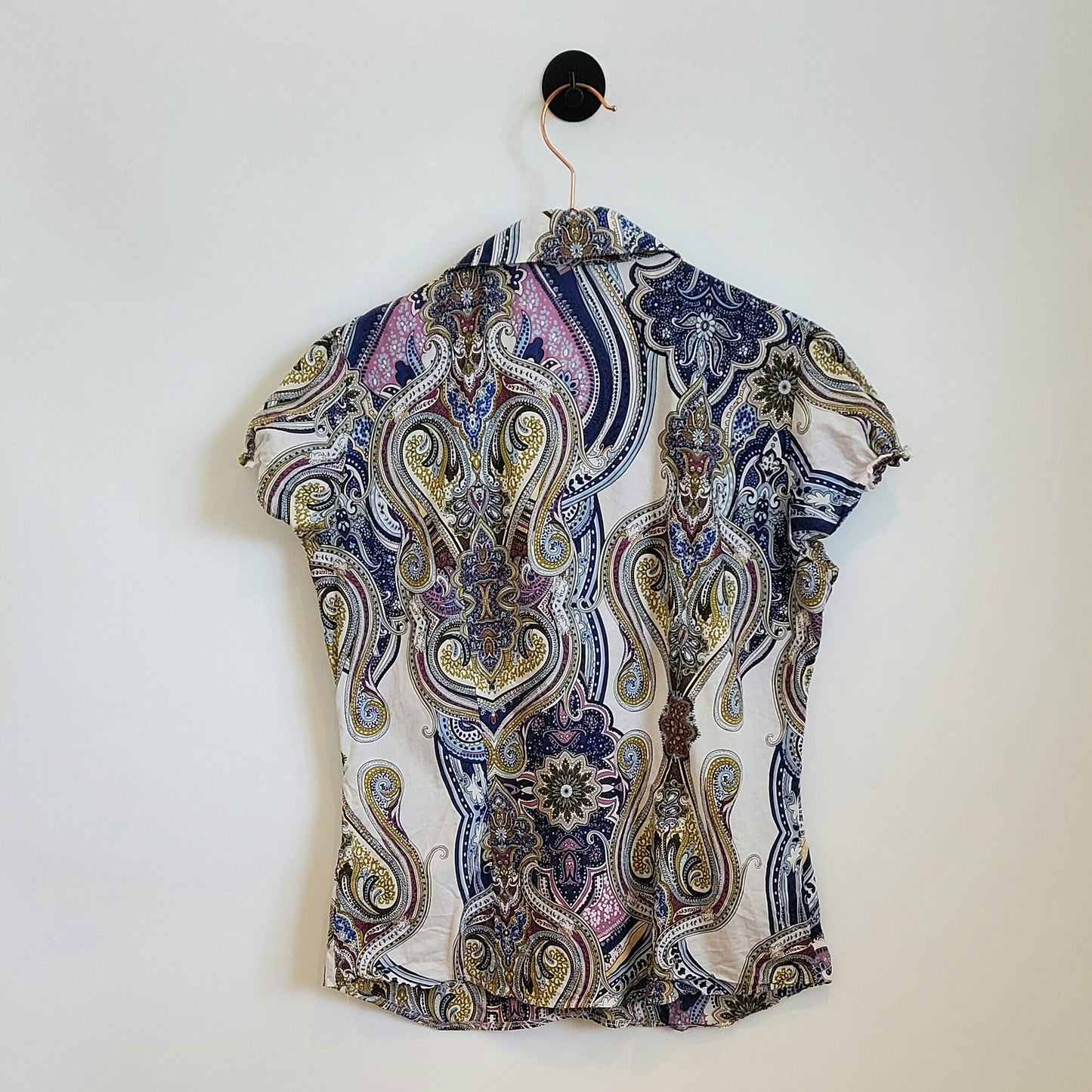 Vintage 90s Paisley Ruffle Blouse | Size 10