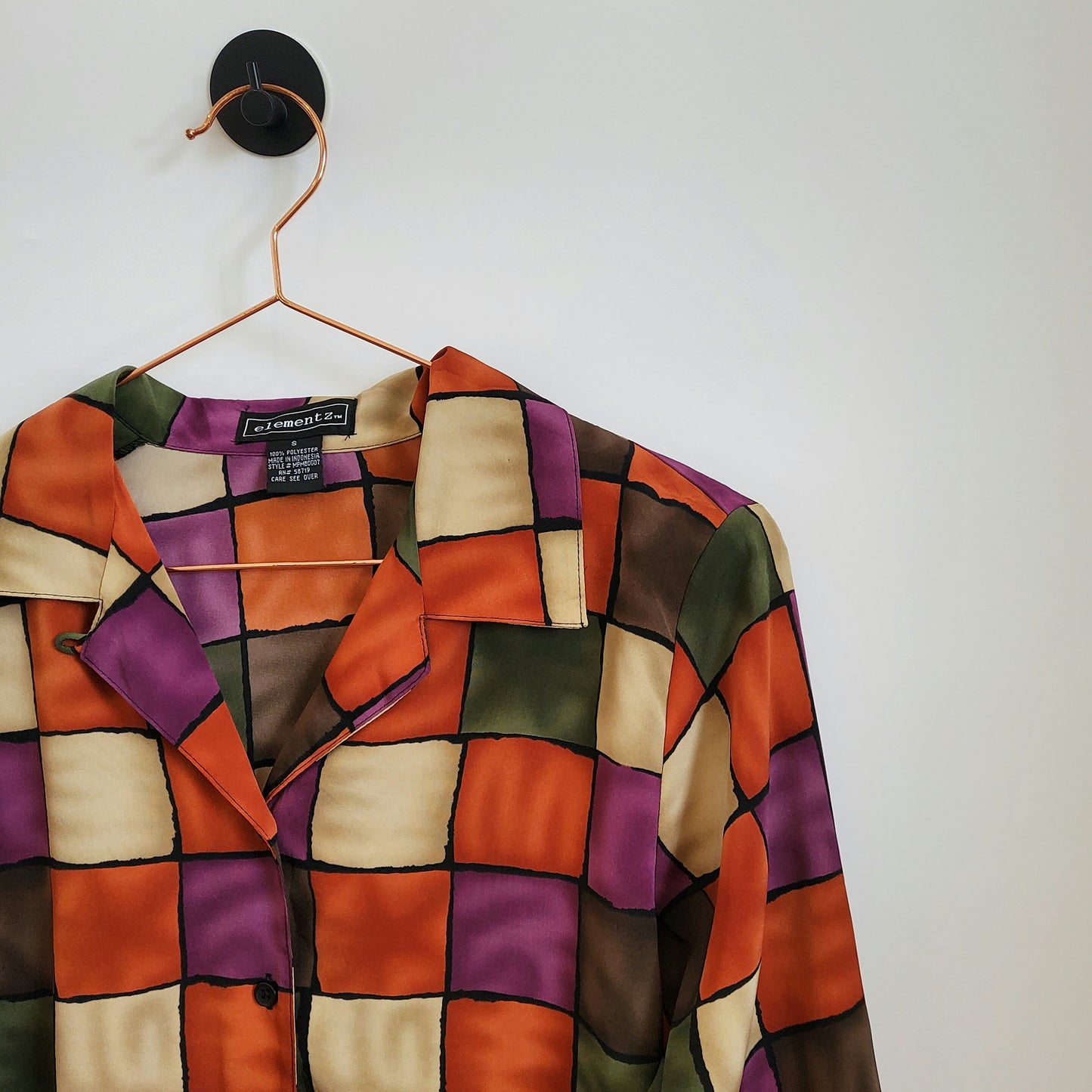 Vintage 80s Abstract Print Blouse | Size S