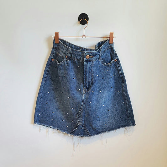 Vintage Y2K Studded Denim Skirt | Size 14