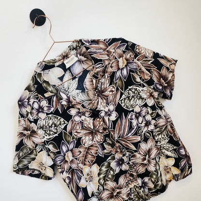 Vintage 90s Floral Hawaiian Blouse | Size 12