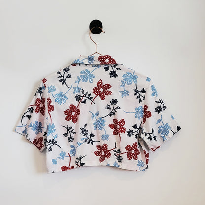 Reworked Vintage Floral Cropped Shirt | Size 8-10