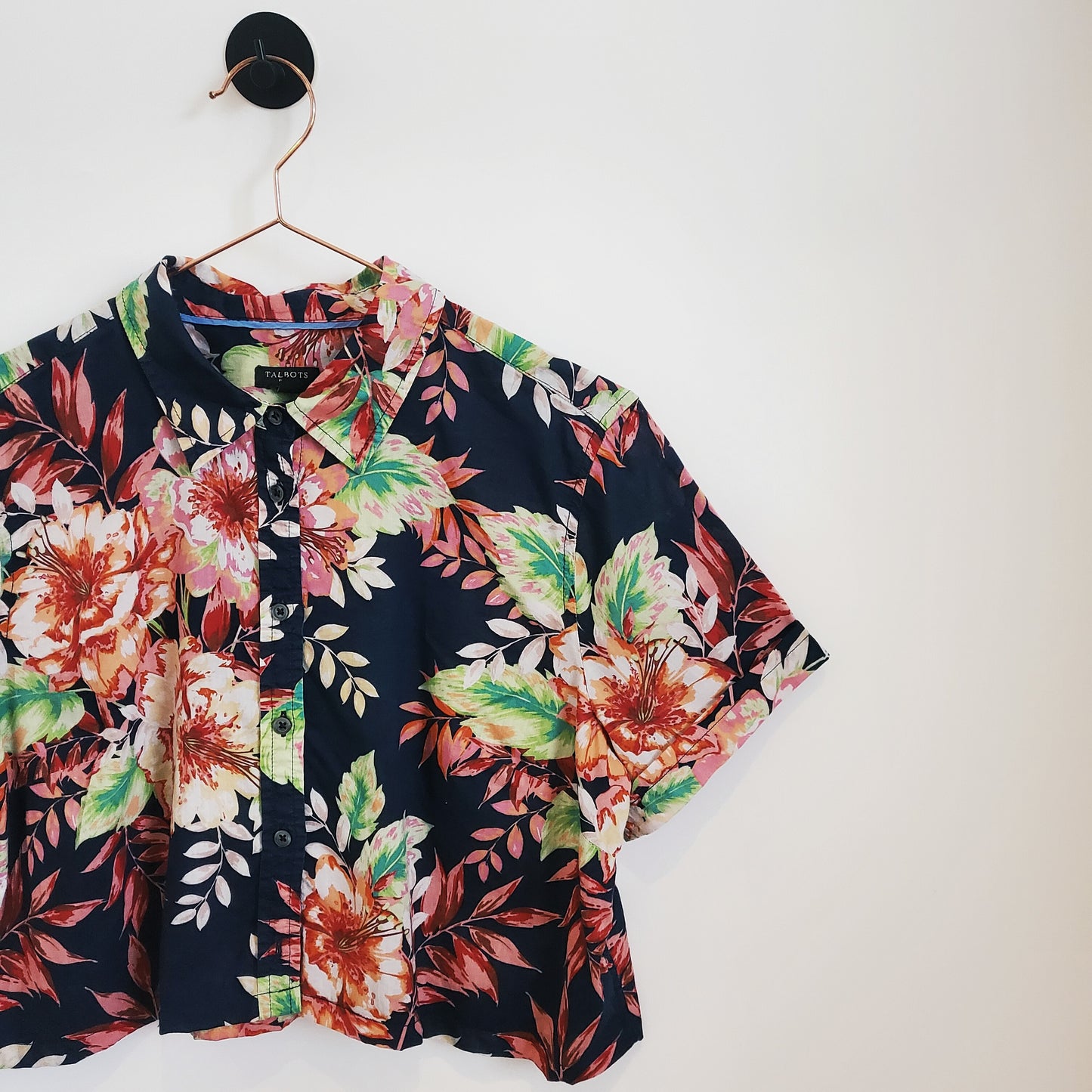 Vintage Reworked Floral Cropped Blouse | Size 10-12