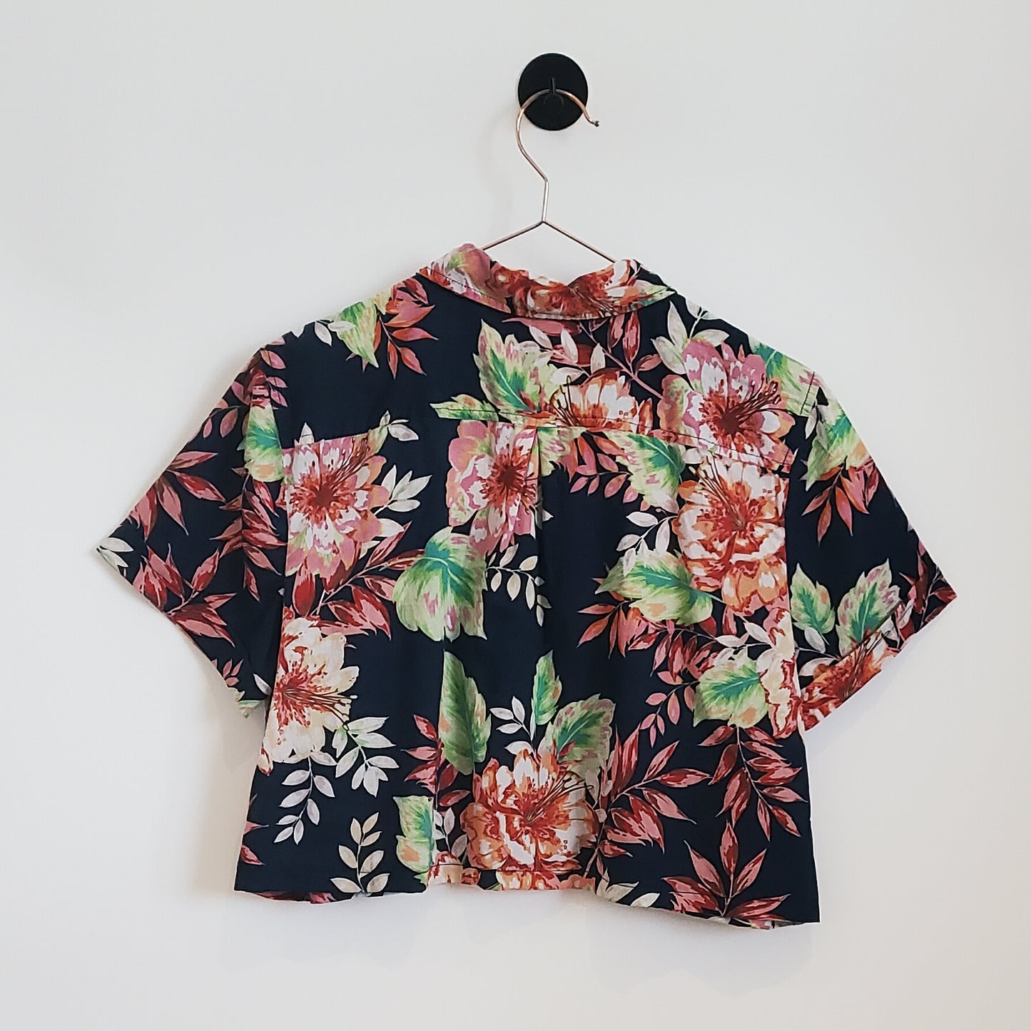 Vintage Reworked Floral Cropped Blouse | Size 10-12