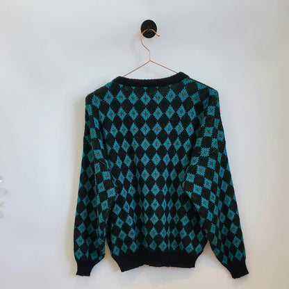Vintage 80s Abstract Knitted Jumper | Size 12-14