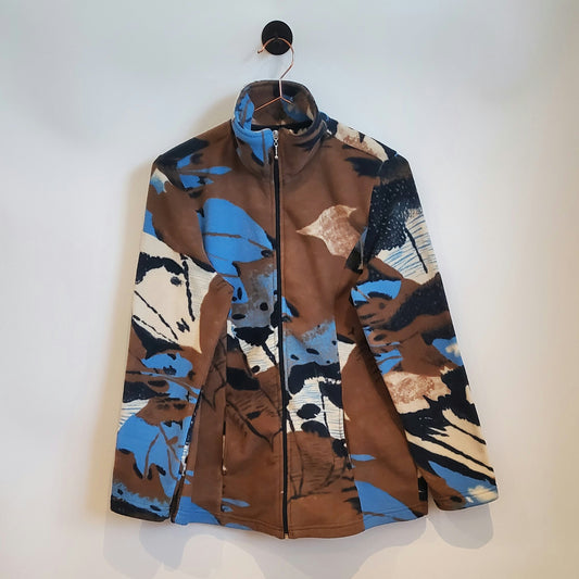 Vintage 90s Funky Pattern Zip Front Fleece | Size 12
