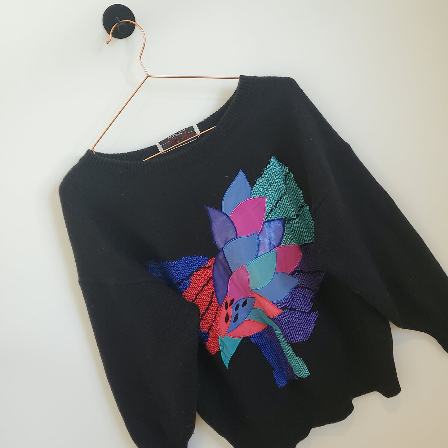 Vintage 80s Abstract Peacock Knit Jumper | Size 12