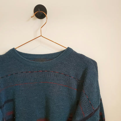 Vintage 80s Abstract Pattern Knit Jumper | Size M