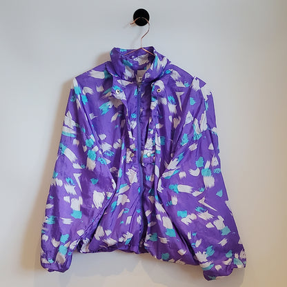 Vintage 80s Crazy Pattern Windbreaker Jacket | Size M
