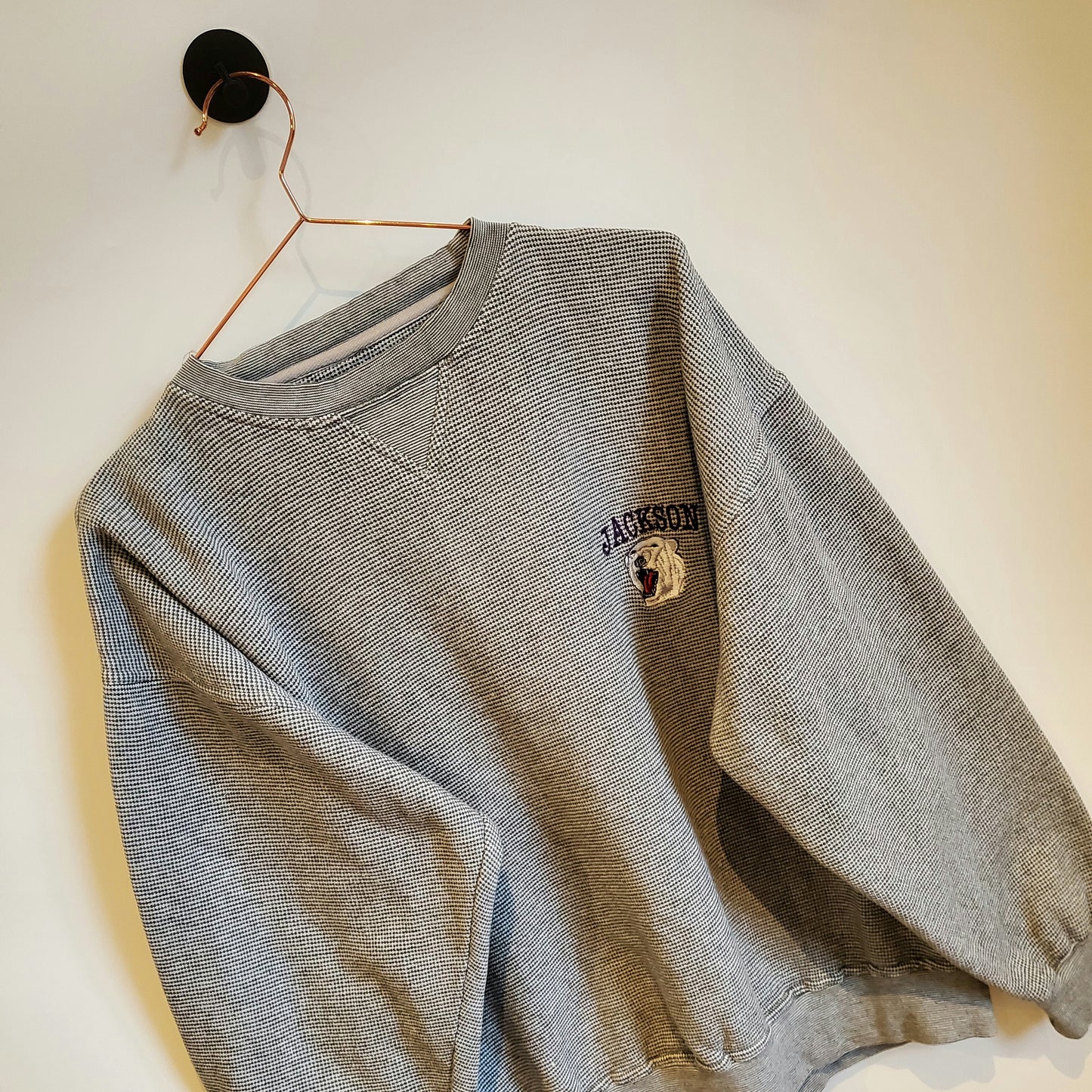 Vintage 90s Embroidered Varsity Jackson Sweatshirt | XL