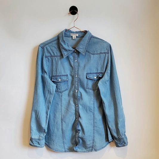 Vintage 90s Long Sleeve Denim Shirt | Size 14