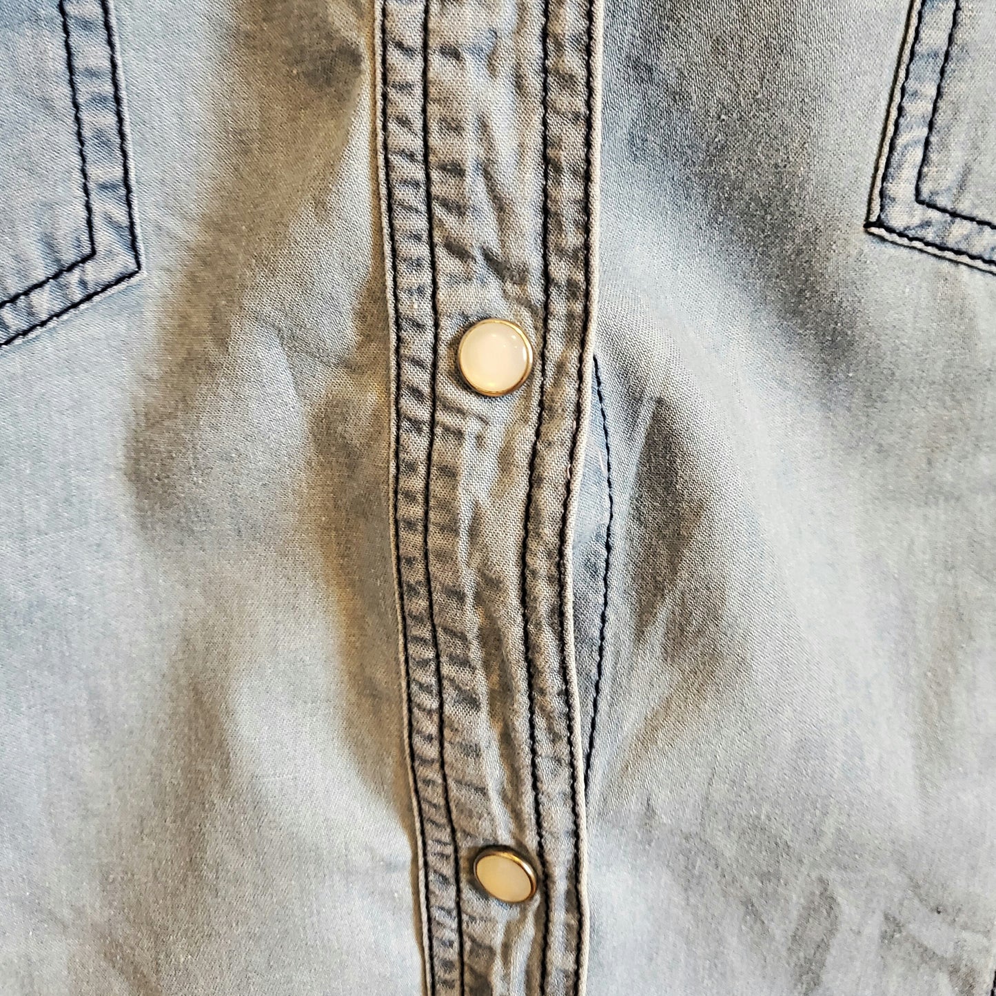 Vintage 90s Long Sleeve Denim Shirt | Size 14