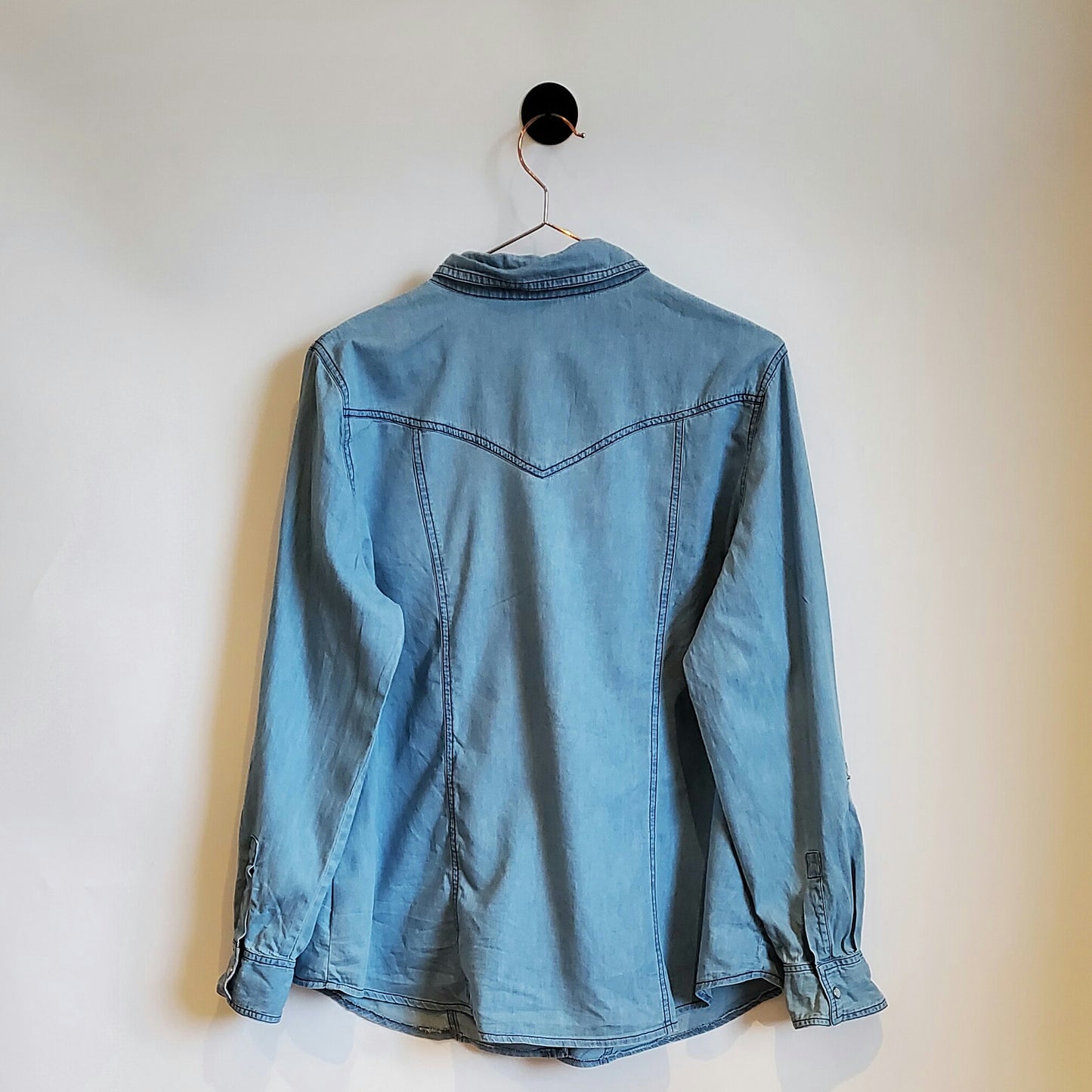 Vintage 90s Long Sleeve Denim Shirt | Size 14