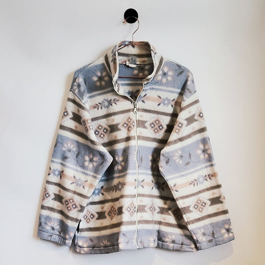 Vintage 90s Floral Fleece Jacket | Size L