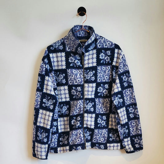 Vintage 90s Floral Fleece Jacket | Size XL