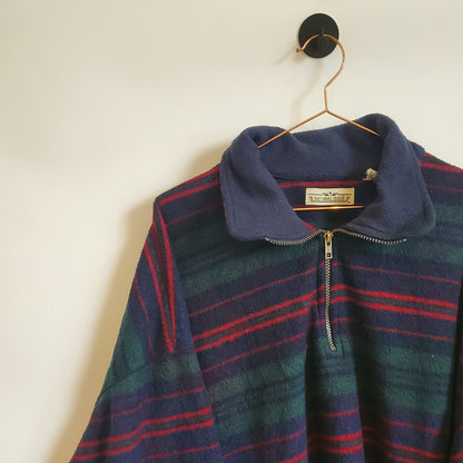 Vintage 90s Striped Fleece Jumper | Size XXXL