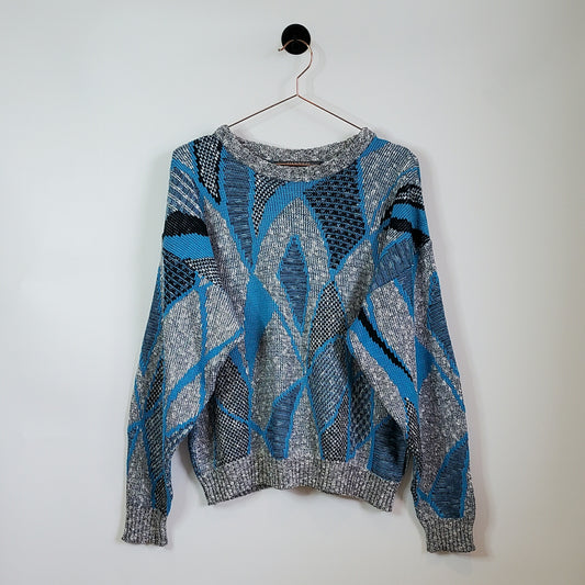 Vintage 90s Funky Pattern Knitted Jumper | Size L